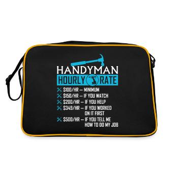 Bricoleur Taux horaire Humour Charpentier Drôle Handy M - Sac Retro - noir/or - Dos
