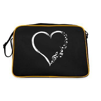 Music Frequency Cute Heart Notes Clef Musicians Mu - Retro Bag - black/gold - Back