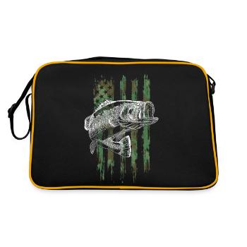 Achigan Pêche Camouflage Drapeau Grande Bouche Pêcheur H - Sac Retro - noir/or - Dos