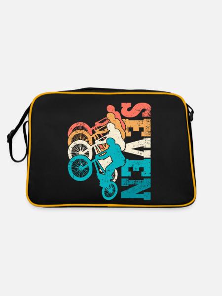 7. Geburtstag Bmx Fahrrad 7 Jahre Geschenk - Retro Tasche - Schwarz/Gold