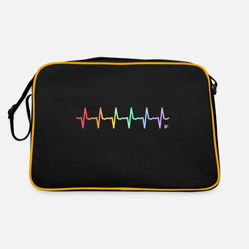 Regenbogen Herzschlag - Retro Tasche - Schwarz/Gold