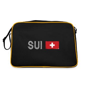 Schweiz Fußball Fan Trikot Schweizer Flagge - Retro Tasche - Schwarz/Gold - Hinten