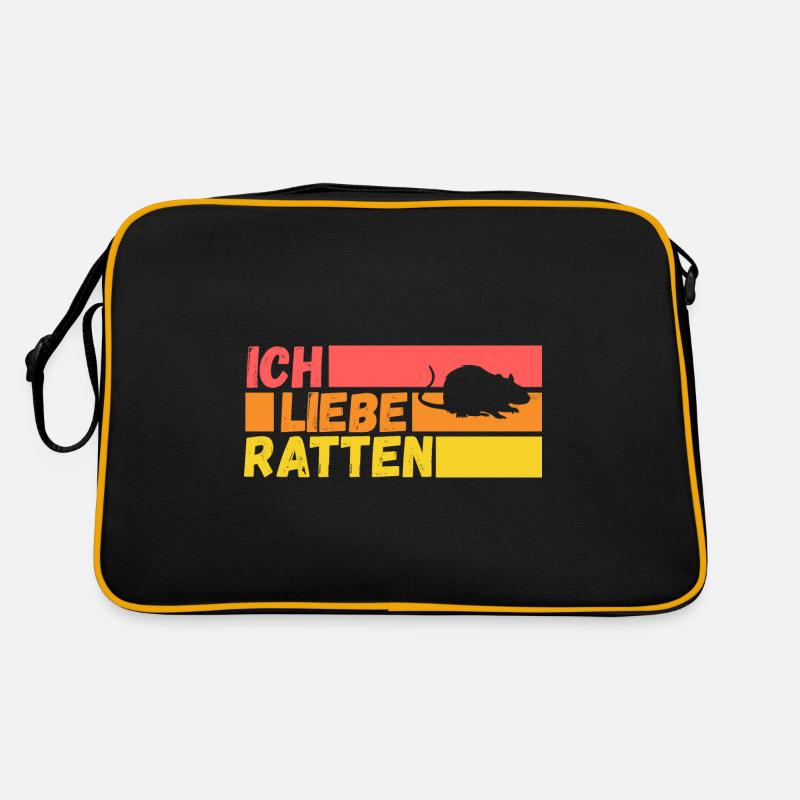 Nagetier Ratte Ratten - Retro Tasche - Schwarz/Gold