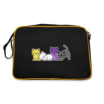 Non-binary flag cat design for proud Enbys - Retro Bag - black/gold - Back