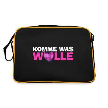 Komme Was Wolle Ich Schaf Das Baumwolle Bauer - Retro Tasche - Schwarz/Gold - Hinten