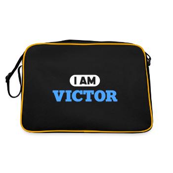 Victor Name Spruch für stolze Sieger - Retro Tasche - Schwarz/Gold - Hinten