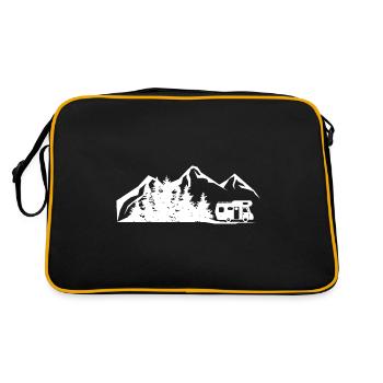 Montagne - Arbres - Camping Van - - Sac Retro - noir/or - Dos