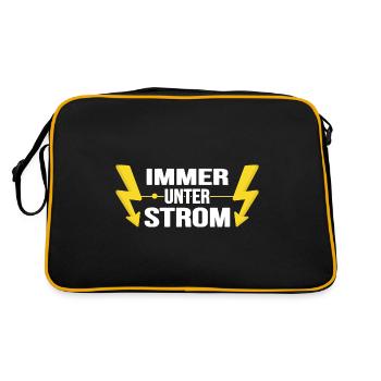 Elektriker Watt Volt Strom Elektromonteur - Retro Tasche - Schwarz/Gold - Hinten