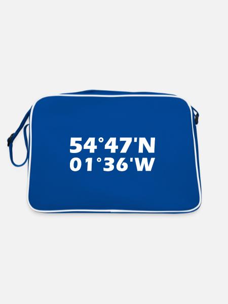 Gateshead Koordinaten - Retro Tasche - Blau/Weiß - Hinten