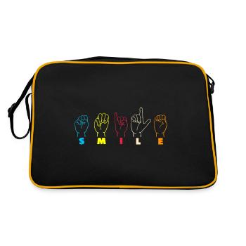 Sourire ASL Alphabet American Sing Langue ASL - Sac Retro - noir/or - Dos