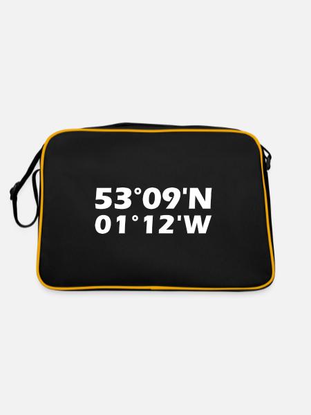 Mansfield Koordinaten - Retro Tasche - Schwarz/Gold - Hinten
