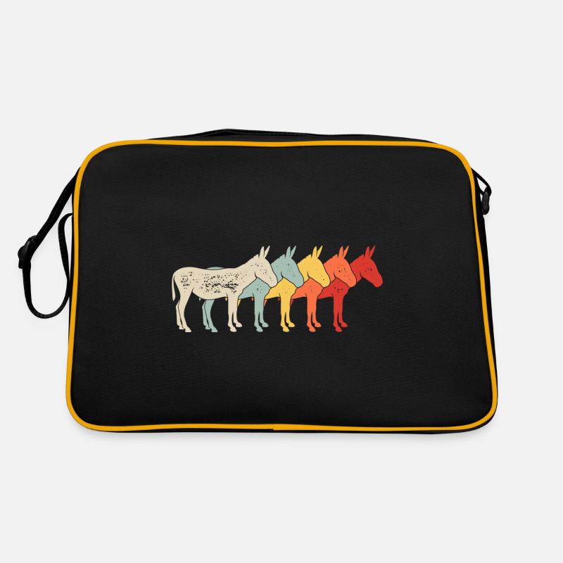 Esel Maultier - Retro Tasche - Schwarz/Gold
