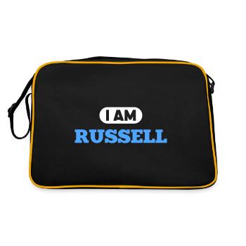 Russell Name Saying für stolze Russells - Retro Tasche - Schwarz/Gold - Hinten