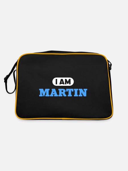 Martinsspruch für stolze Martins - Retro Tasche - Schwarz/Gold - Hinten