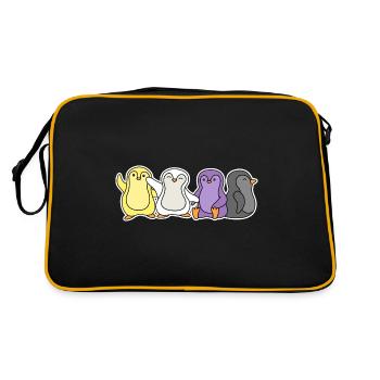 Non-binary flag penguin design for Enbys - Retro Bag - black/gold - Back