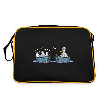 Mouettes bateau marins aiment les oiseaux de mer Saint-Valentin - Sac Retro - noir/or - Dos