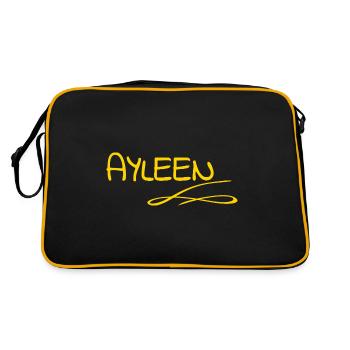 Geschenk für Ayleen - Retro Tasche - Schwarz/Gold - Hinten