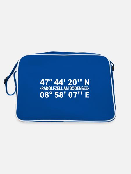 Radolfzell am Bodensee Koordinaten - Retro Tasche - Blau/Weiß - Hinten