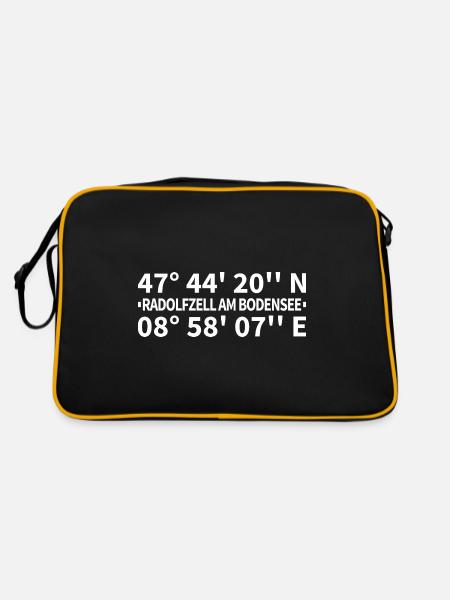 Radolfzell am Bodensee Koordinaten - Retro Tasche - Schwarz/Gold - Hinten