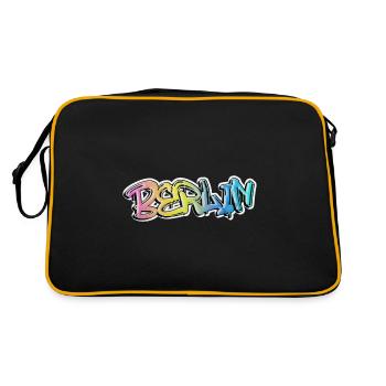 Berlin Deutschland Stadt Graffiti Spray Sprayer - Retro Tasche - Schwarz/Gold - Hinten