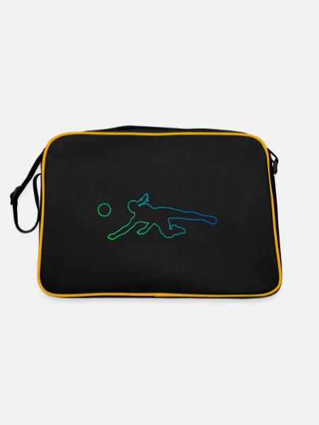 Herren Damen Volleyball Volleyballspieler - Retro Tasche - Schwarz/Gold - Hinten