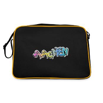 Aachen Deutschland Stadt Graffiti Spray Sprayer - Retro Tasche - Schwarz/Gold - Hinten