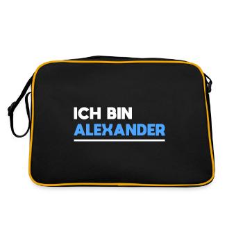 Alexander Name Spruch für stolze Alexander - Retro Tasche - Schwarz/Gold - Hinten