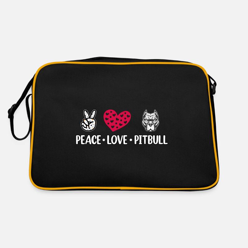 Peace love pitbull Retro Tasche