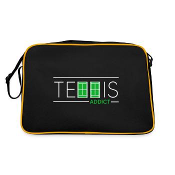Tennis Matchball Tenniscourt "Tennis-ADDICT" - Retro Tasche - Schwarz/Gold - Hinten