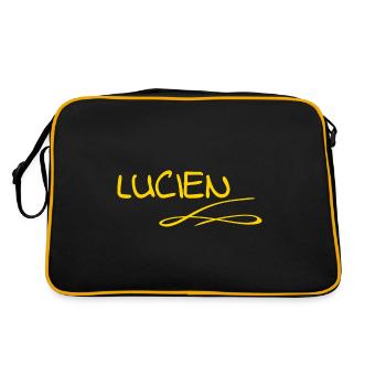 Vorname Lucien - Retro Tasche - Schwarz/Gold - Hinten