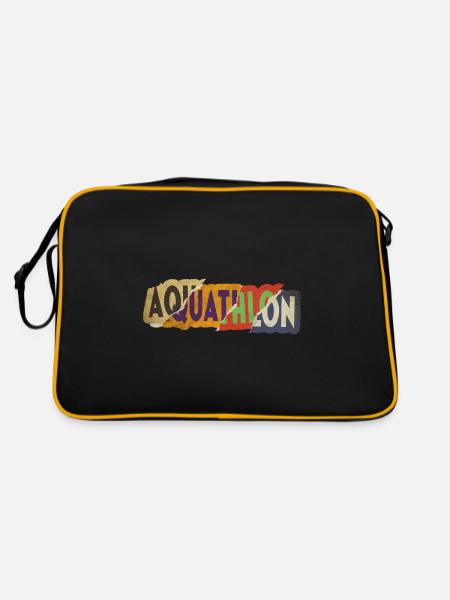 Aquathlon Schwimmen Laufen Sport Vintage Retro - Retro Tasche - Schwarz/Gold - Hinten