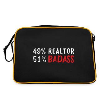 49% Realtor 51% Badass Funny Real Estate Agent Zit - Retro Tasche - Schwarz/Gold - Hinten