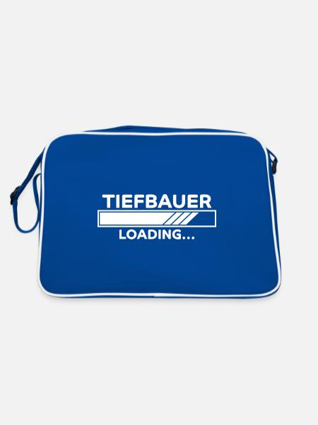 Tiefbauer Spruch Beruf Lustiges Tiefbauer Geschenk - Retro Tasche - Blau/Weiß - Hinten