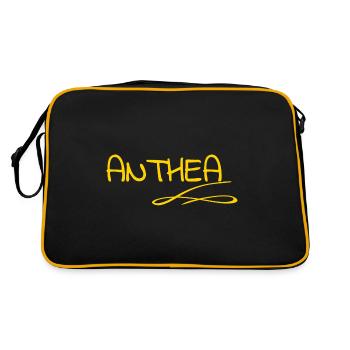 Geschenk für Anthea - Retro Tasche - Schwarz/Gold - Hinten