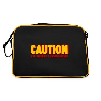 Caution I'm Currently Unsupervised 2 - Retro Tasche - Schwarz/Gold - Hinten