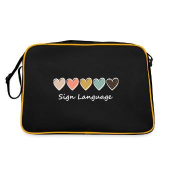 ALPHABET ASL Professeur d’ASL américain Chanter langue - Sac Retro - noir/or - Dos