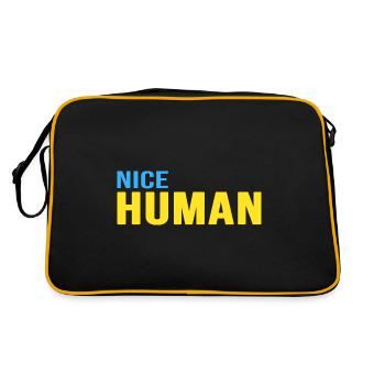 Man "nice human" kiev Ukraine support - Retro Bag - black/gold - Back
