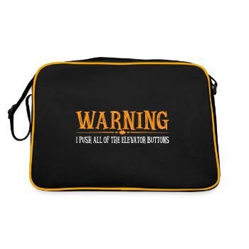 Warning I Push All Of The Elevator Buttons 18 - Retro Bag - black/gold - Back