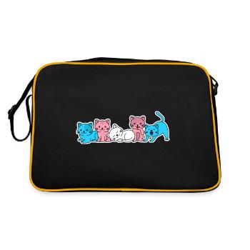 Trans flag cat design for trans people - Retro Bag - black/gold - Back