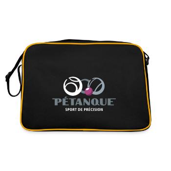 Petanque - cooles Design Logo - Retro Tasche - Schwarz/Gold - Hinten