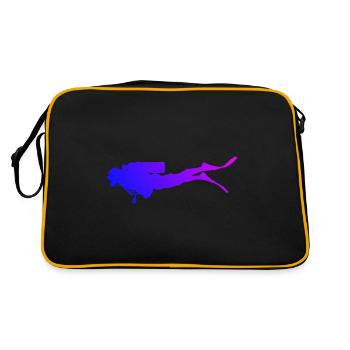 Scuba Diver Scuba Tauchen Taucher Diver - Retro Tasche - Schwarz/Gold - Hinten