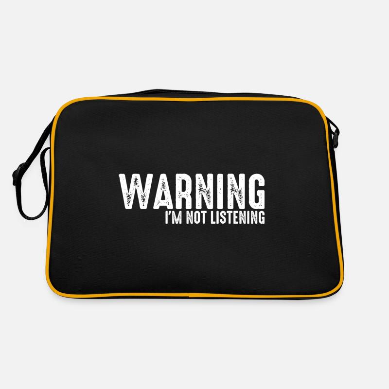Warning I'm Not Listening 34 Retro Tasche