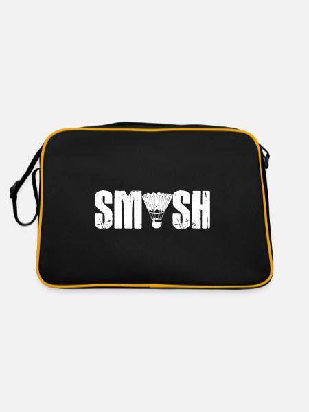 Badminton Federball Badmintonschläger Geschenk - Retro Tasche - Schwarz/Gold - Hinten