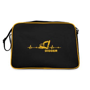 Bagger Baggerfahrer "Digger" Baggerschaufel - Retro Tasche - Schwarz/Gold - Hinten