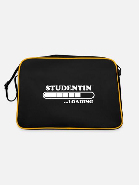 Studentin Spruch Universität Studentin Geschenk - Retro Tasche - Schwarz/Gold