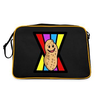Erdnuss Erdnüsse Nuss Nüsse Nahrung fröhlich - Retro Tasche - Schwarz/Gold - Hinten