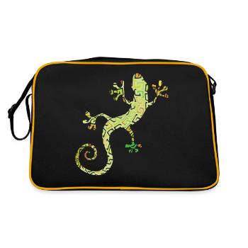 Green salamander or gecko - Retro Bag - black/gold - Back