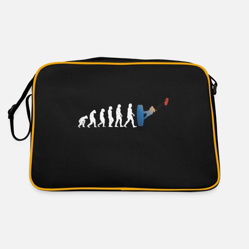 Kitesurfen Geschenkidee Kiteboarden Evolution - Retro Tasche - Schwarz/Gold
