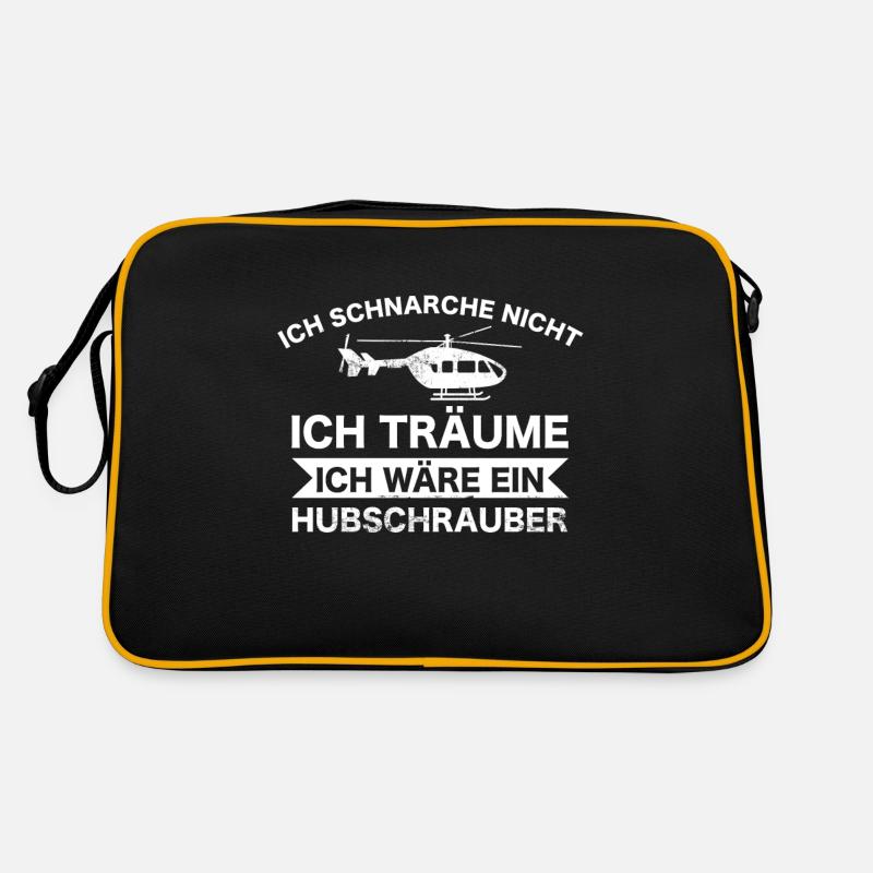 Hubschrauber Helikopter Geschenk Piloten fliegen - Retro Tasche - Schwarz/Gold