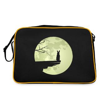 Hase Mond Karnickel Hasen Häschen Osterhasen - Retro Tasche - Schwarz/Gold - Hinten